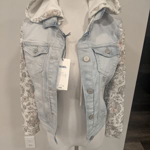 Wallflower denim jacket with cotton sleeves